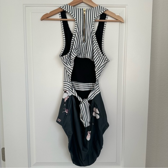 Albion Striped and Floral Blue/Green and White Swimsuit - Picture 2 of 6